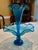 Beautiful vintage Fenton Peacock blue glass single horn epergne. Also called a 'Trumpet Vase' this type of centerpiece...