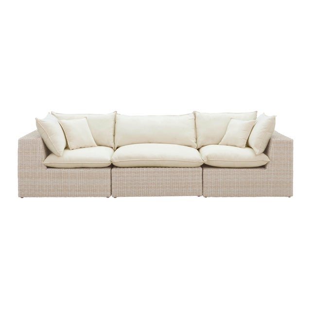 Boho Chic Cali Natural Wicker Outdoor Modular Sofa For Sale - Image 3 of 9