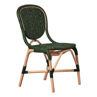 Portofino Rattan Bistro Side Chairs, Olive For Sale