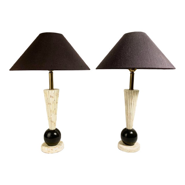 1980s Ethan Allen Postmodern Memphis Style Lamps - a Pair For Sale