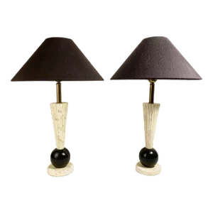 1980s Ethan Allen Postmodern Memphis Style Lamps - a Pair