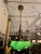 Antique Brass Neo Gothic Three Green Globe Ceiling Pendant Light Rewired For Sale - Image 4 of 10