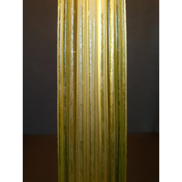 Vintage Mid-Century Modern Seguso for Marbro Corroso Style Celery Glass Table Lamp For Sale - Image 11 of 12