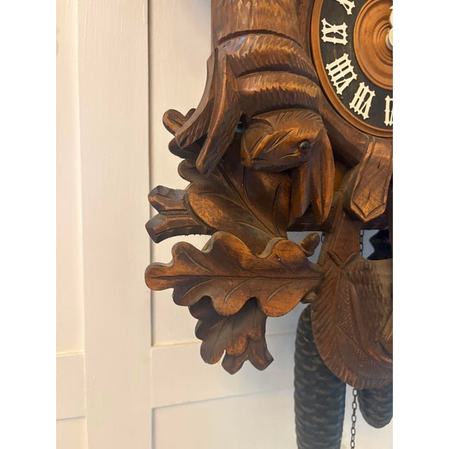 Antique Black Forest Carved Walnut Cuckoo Clock, 1900 For Sale - Image 11 of 13