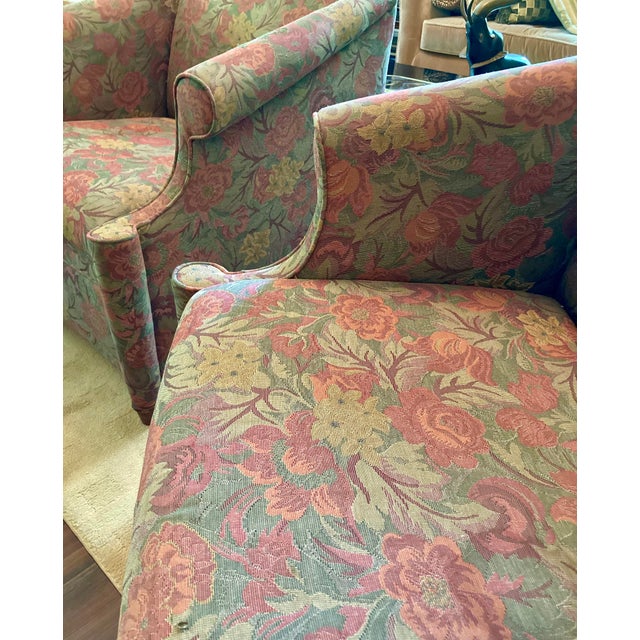 Textile Pair of Vintage David Edward Club Chairs With Floral Print For Sale - Image 7 of 17