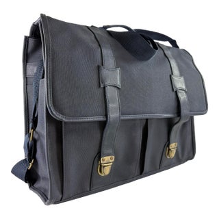 Yves Saint Laurent Mid-Century, Leather and Canvas Satchel For Sale