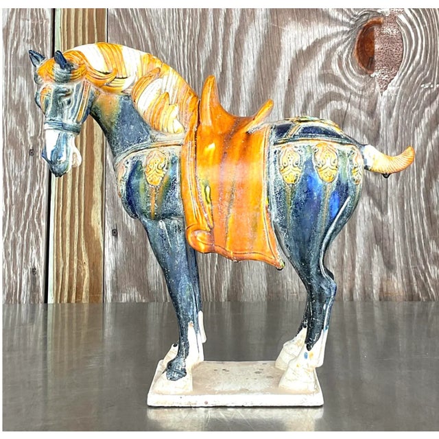 Late 20th Century Vintage Asian Glazed Ceramic Tang Horse For Sale - Image 5 of 7