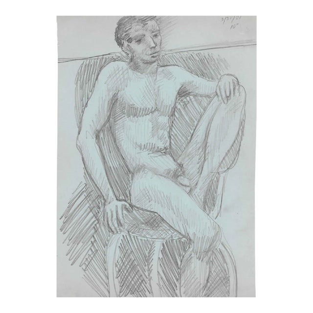 1981 James Bone Seated Male Nude For Sale