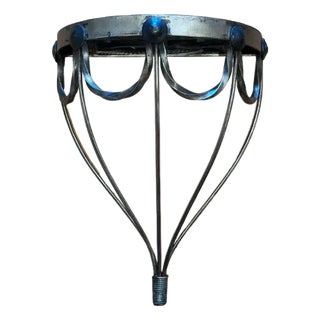Mid 20th Century Sculptural Forged Steel Wall Shelf With Wrought Ribbon Detailing For Sale