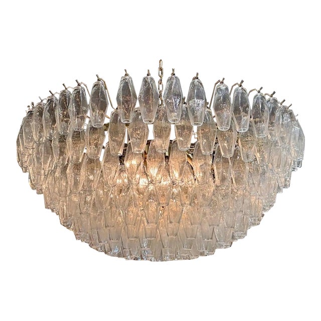 Large Scale Modern Poliheder Murano Chandelier For Sale
