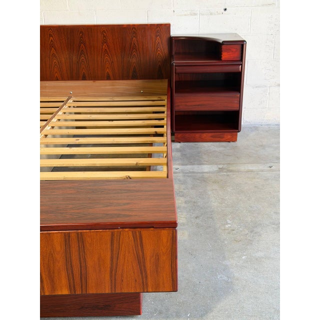 Skovby Queen Platform Bed Frame With Integrated Nightstands Rosewood Denmark 1970s For Sale - Image 9 of 15