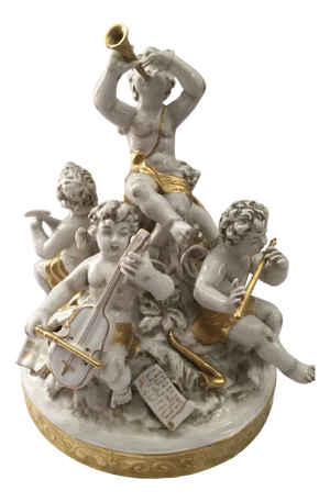Decorated Porcelain Group of Cherub Musicians, Spain