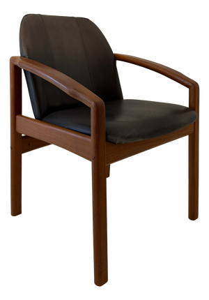 Mid-Century Modern German Teak Chair in Black Leather, 1960s
