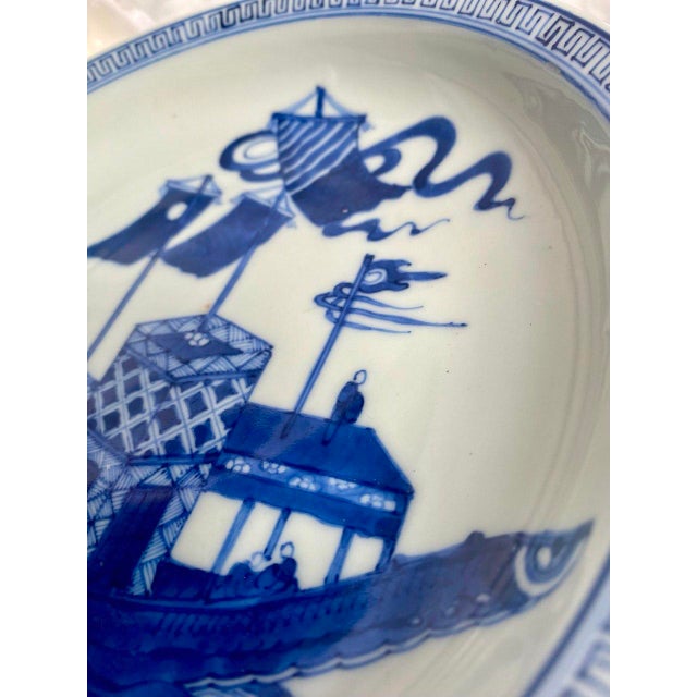Ceramic Chinese Blue & White Porcelain Dragon Boat Plate | Chenghua Mark | Early 20th Century Ming Revival For Sale - Image 7 of 13