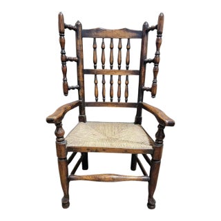 Late 19th Century English Spindle Back Arm Chair For Sale
