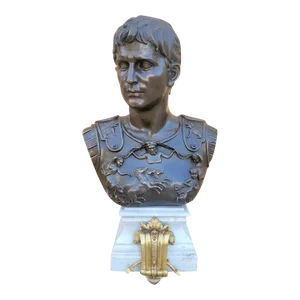 Vintage Italian Grand Tour Bronze Bust of Julius Augustus Caesar
