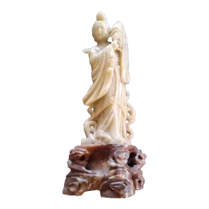 1920s Chinese Handcarved Soapstone Diety Kwan Yin Figurine