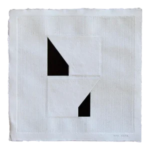 Contemporary Abstract Ink and Perforantions on Indian Paper Painting “Untitled 8" by Jesus Perea