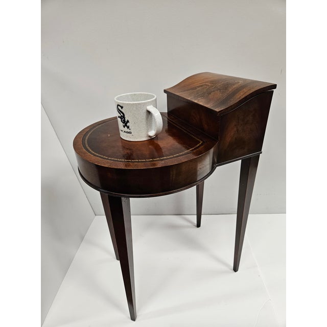 Brown Mahogany Leather Top Weiman Side Table For Sale - Image 8 of 12
