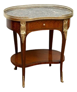 Antique Napoleon III Kidney Table in Exotic Precious Woods, France, 19th Century