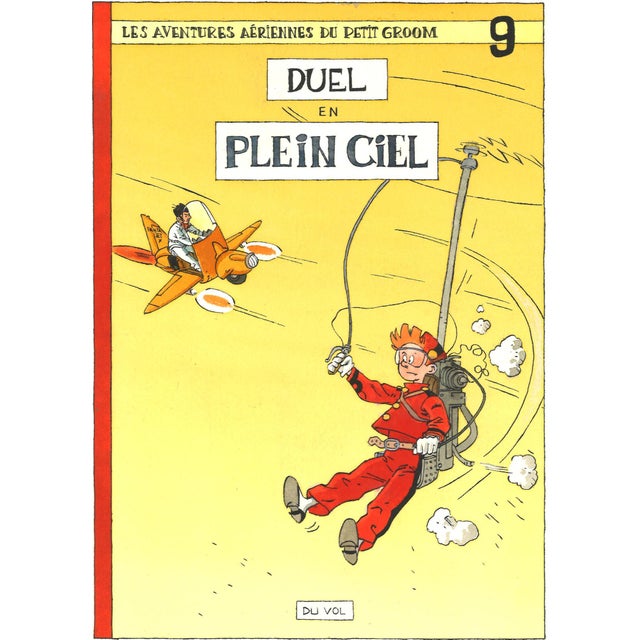 Mid-Century Modern Bruno Marchand, Spirou: Duel in the Sky, Ink and Watercolor For Sale - Image 3 of 3