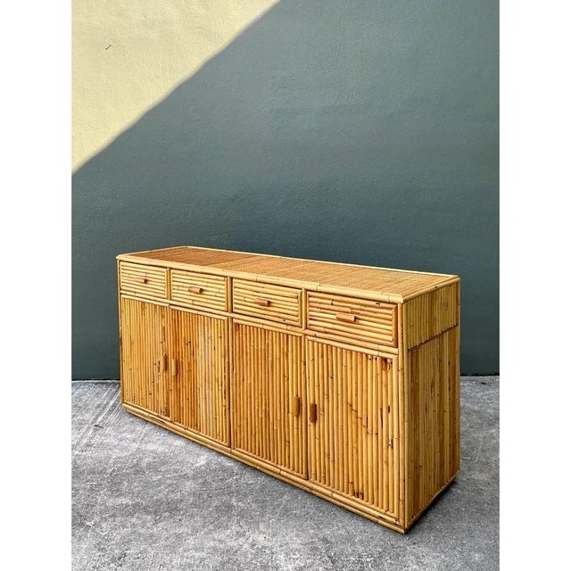 Vintage Stacked Rattan Credenza For Sale - Image 10 of 12