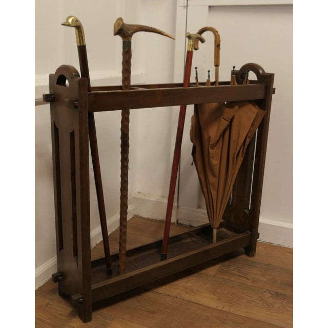Arts and Crafts Oak Umbrella Stand, 1890s For Sale - Image 6 of 7