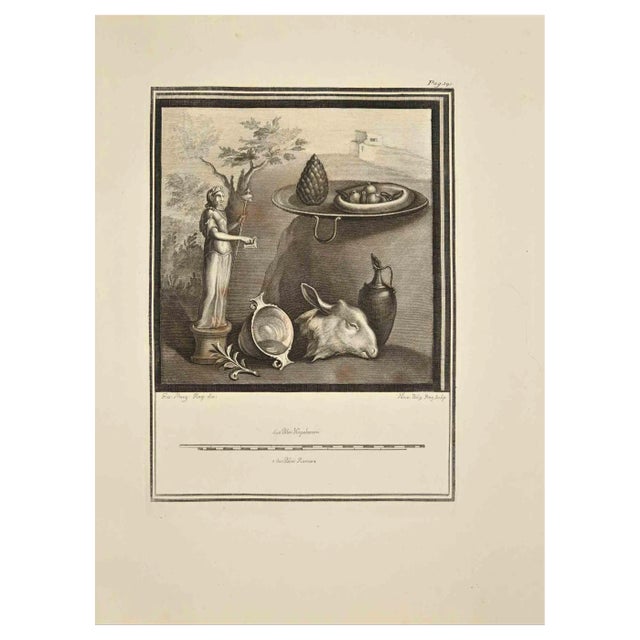 Nicola Billy, Statue Of Bacchus with Devotional Offer, Etching, 18th Century For Sale