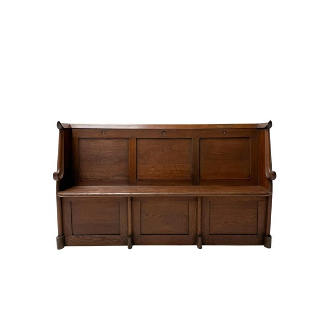 Wood Art Deco Three-Seat Bench in Oak by Willem Penaat, 1920s For Sale - Image 7 of 17