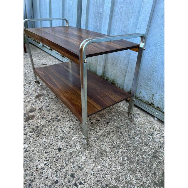 Mid 20th Century Mid-Century Modern Two-Tier Rolling Utility Cart For Sale - Image 5 of 9