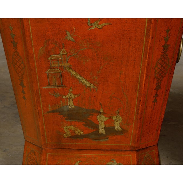 19th Century English Victorian Red Lacquer Cellarettes with Chinoiseries - a Pair For Sale - Image 11 of 12