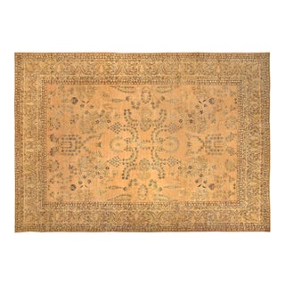 Vintage Persian Kirman Camel Handwoven Wool Rug For Sale