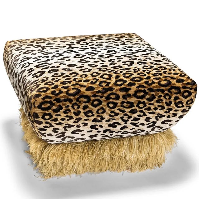 This stunning Leopard velvet ottoman represents a harmonious interplay of materials, culminating in a sophisticated...