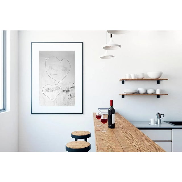 Dark Gray Contemporary Minimalist 'Modern Love' Hearts Print, Neutral Black and White Abstract Art, Large 30 X 45" Fine Art Photography Print For Sale - Image 8 of 9
