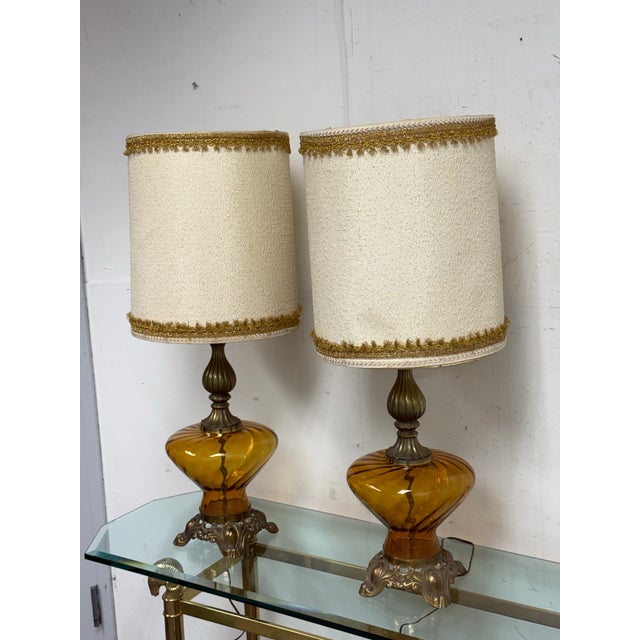 Hollywood Regency Vintage Sculptural Glass Table Lamps, Pair For Sale In San Francisco - Image 6 of 12