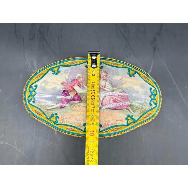 Oval Sèvres Porcelain Box Painted with a Courting Couple, 1890s For Sale - Image 11 of 13