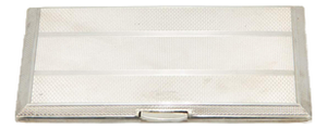 Rectangular Cigarette Case in Guilloche Silver