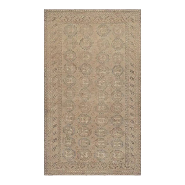 Vintage Ersari Rug in Beige-Brown and Blue With Geometric Patterns by Rug & Kilim For Sale