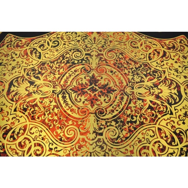 French Napoleon III Style French Inlaid Brass Bronze Boulle Turtle Top Center Table For Sale - Image 3 of 12