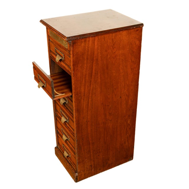 1910s Antique Edwardian Walnut Six Drawer Shannon Filing Cabinet Co New York 1910 For Sale - Image 5 of 15