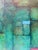 Abstract Emerald Grid — Signed Green Abstract Painting on Panel, SCB ’06 | Textural Modern Abstract, Framed 24 X 30 For Sale - Image 3 of 4