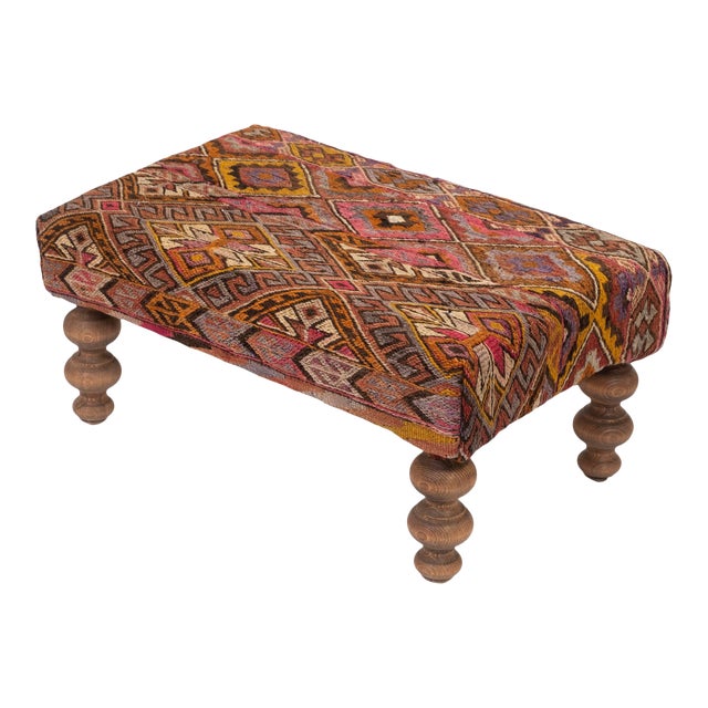 Turkish Kilim Footstool Ottoman Pouf Chairish