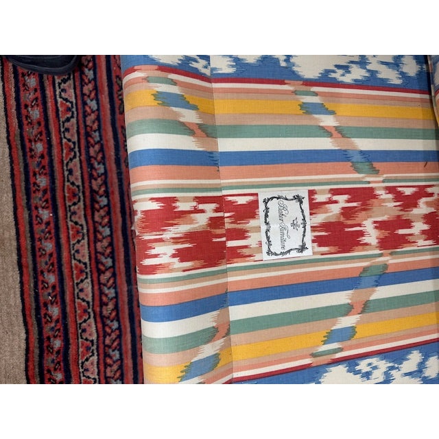 A Vintage Camel Back Sofa by Baker Furniture in Southwest Print For Sale - Image 9 of 9