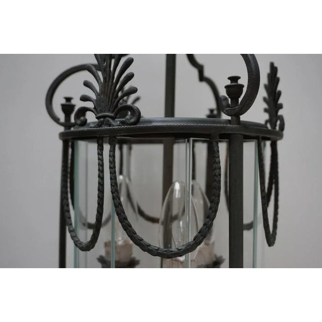 French Neoclassical Bronze & Glass Hall Lantern, 1890s For Sale - Image 6 of 11