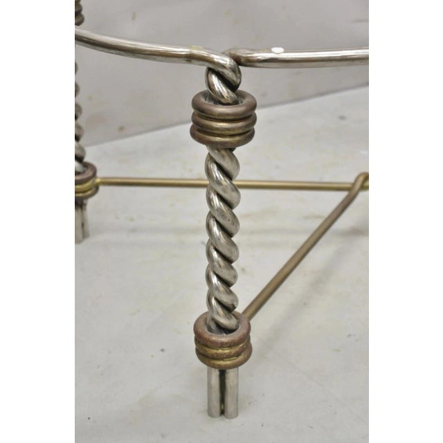 Mid 20th Century Vintage Italian Neoclassical Style Steel Bronze Twisted Metal Oval Coffee Table For Sale - Image 5 of 9