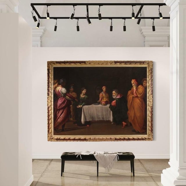 Italian Artist, Herod's Feast with Salome and the Head of John the Baptist, 17th Century, Oil Painting on Canvas, Framed For Sale - Image 15 of 16