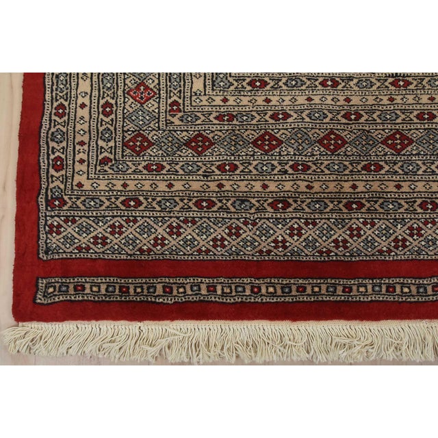 Bokhara Jaldar Rug 8’2” X 10’6” Red Wool Tribal Hand-Knotted Oriental Carpet For Sale - Image 11 of 14