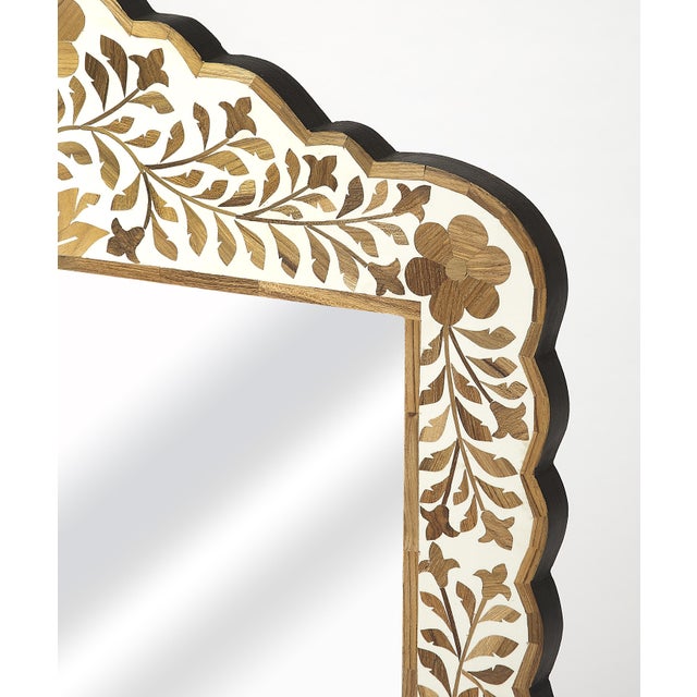 2020s Vivienne 20 in. W x 28 in. H Bone Inlay Vertical Accent Wall Mirror, Wood & Bone Inlay For Sale - Image 5 of 6