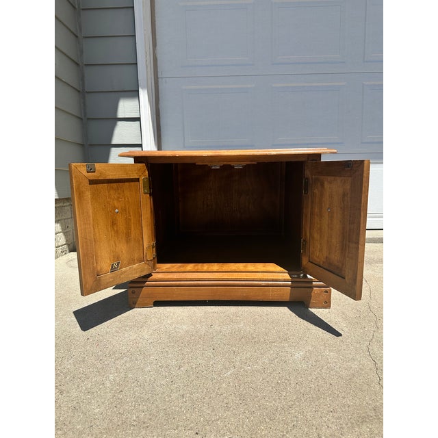1970s 1970s Riverside Furniture 5128-B Solid Wood Pecan Cabinet / End Table – Original Finish, Made in Usa, Can Be Sold Alone or as a Set. For Sale - Image 5 of 11