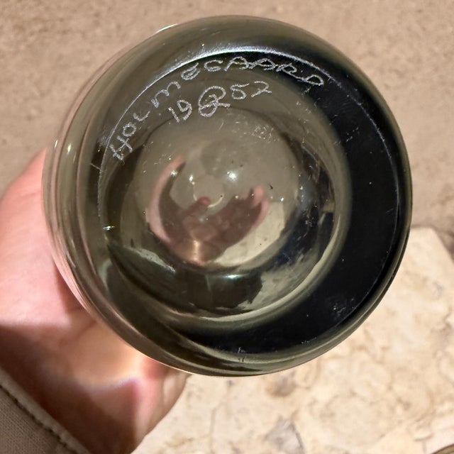 1957 Smoke Grey Torpedo Glass Vase Per Lütken Holmegaard For Sale - Image 10 of 10